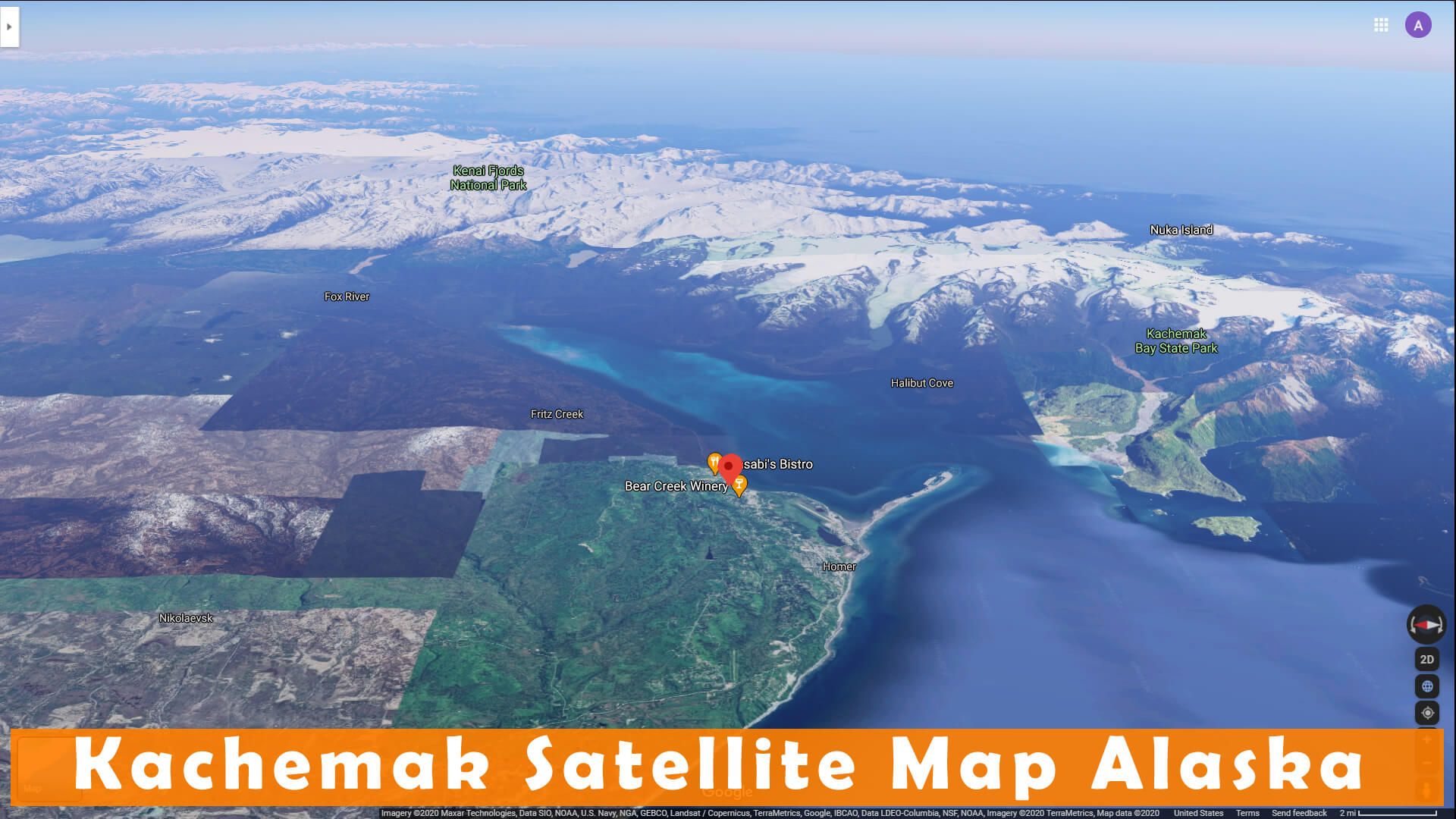 Kachemak Satellite Carte Alaska